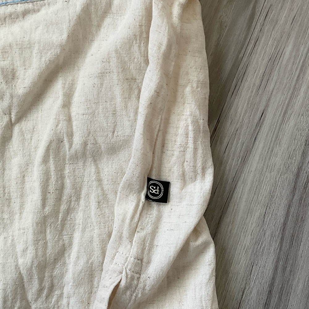 Cream and Blue Women's Tunic Top, no size tag, M - Picture 5 of 9